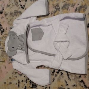 Hooded Elephant Baby Terry Robe